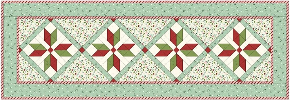 Merry Stars - Table Runner Kit includes pattern and binding