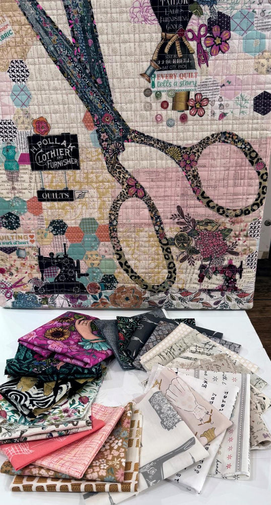 Sewing Scissors Collage Fabric Kit